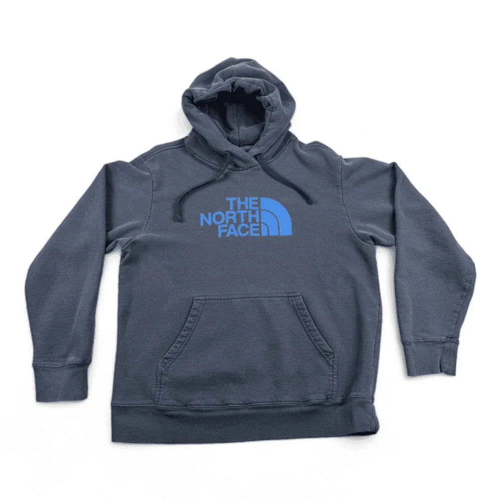 North Face Sweater Adult MEDIUM Blue Spell Out Hoodie Pullover Outdoor